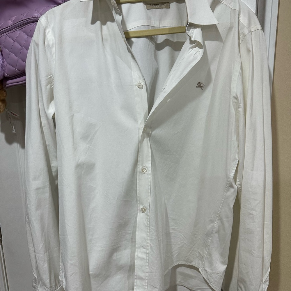 Burberry White Casual Button Down Shirt